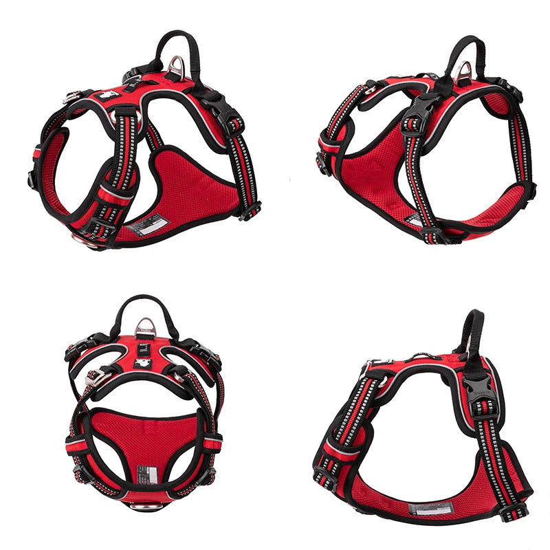 Pet Reflective Nylon Dog Harness No Pull Adjustable Medium Large Naughty Dog Vest Safety Vehicular Lead Walking Running