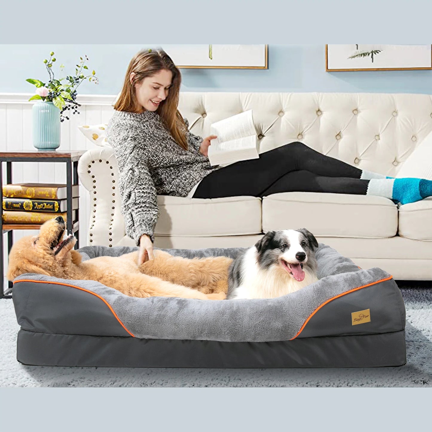 Large Dog Bed, Soft Comfortable, Anti-Allergy, Warm Fleece, Removable Washable Cover, Pet Bed, Waterproof