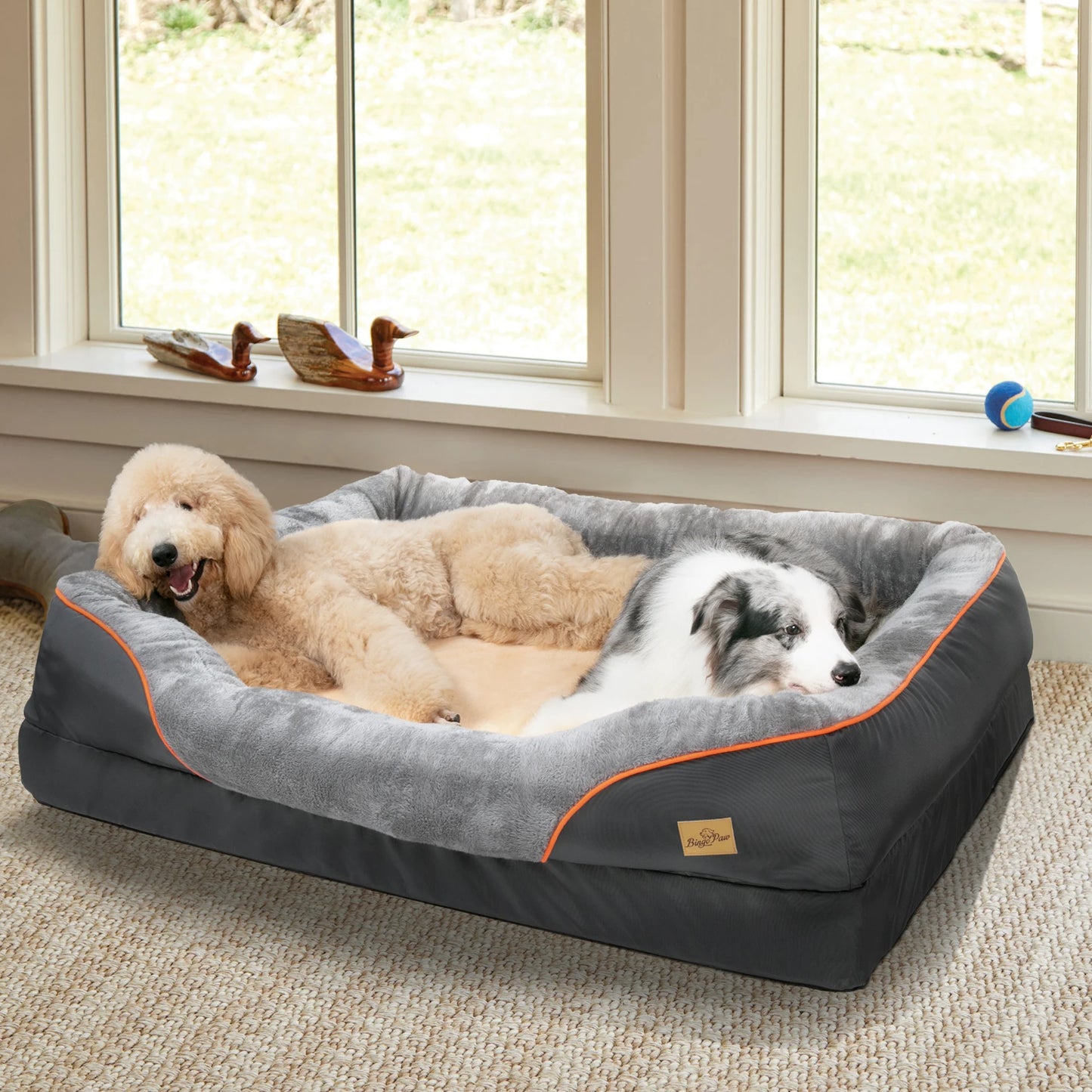 Large Dog Bed, Soft Comfortable, Anti-Allergy, Warm Fleece, Removable Washable Cover, Pet Bed, Waterproof