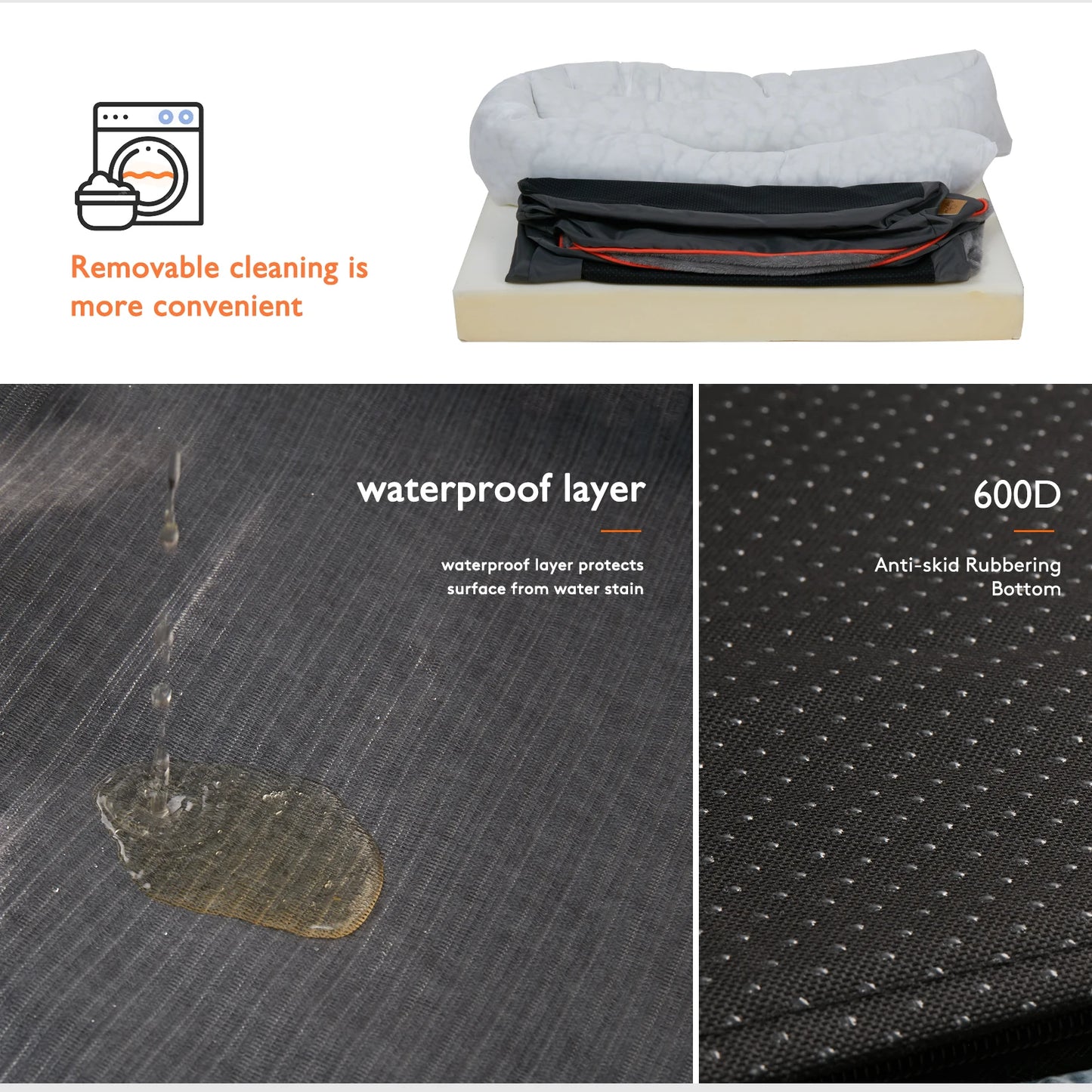 Large Dog Bed, Soft Comfortable, Anti-Allergy, Warm Fleece, Removable Washable Cover, Pet Bed, Waterproof