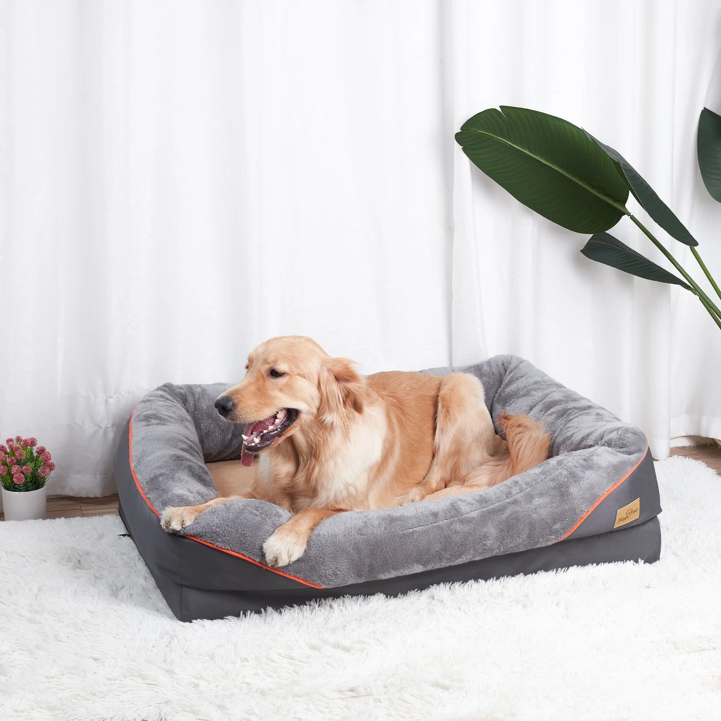 Large Dog Bed, Soft Comfortable, Anti-Allergy, Warm Fleece, Removable Washable Cover, Pet Bed, Waterproof